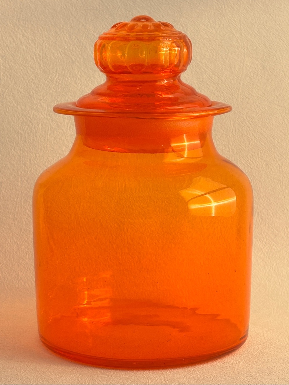 Vintage Orange Japanese Takahashi Glass Apothecary Jar